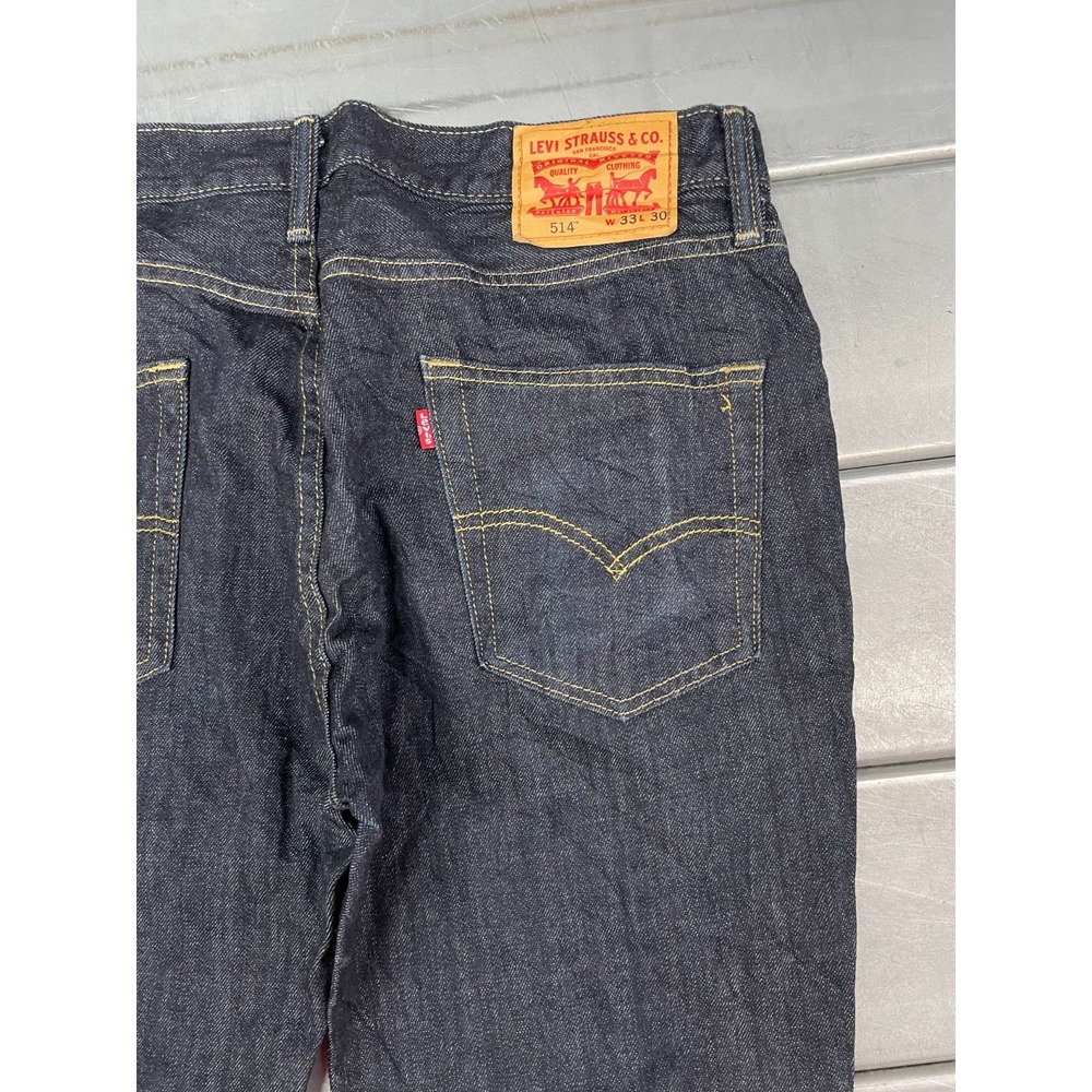 Levis 514 Straight Leg Jeans Mens 33x30 Blue Dark Wash Denim 100% Cotton - Picture 14 of 16